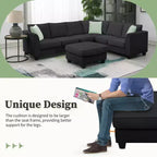 Ensemble de canapé modulaire GDFStudio Harrison moderne en tissu 112 places avec pouf ottoman