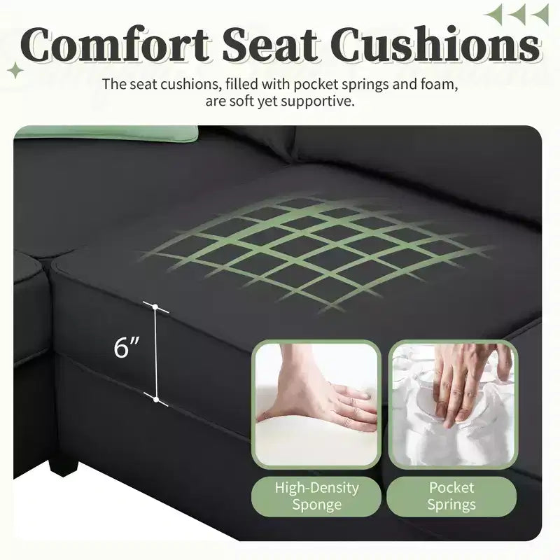 Ensemble de canapé modulaire GDFStudio Harrison moderne en tissu 112 places avec pouf ottoman