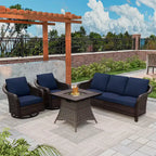 Ensemble de patio extérieur UPTIOT : canapé 3 places, 2 fauteuils pivotants et basculants et foyer de 50 000 BTU pour un confort et une chaleur toutes saisons.