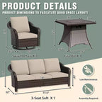 Ensemble de patio extérieur UPTIOT : canapé 3 places, 2 fauteuils pivotants et basculants et foyer de 50 000 BTU pour un confort et une chaleur toutes saisons.