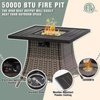 Ensemble de patio extérieur UPTIOT : canapé 3 places, 2 fauteuils pivotants et basculants et foyer de 50 000 BTU pour un confort et une chaleur toutes saisons.