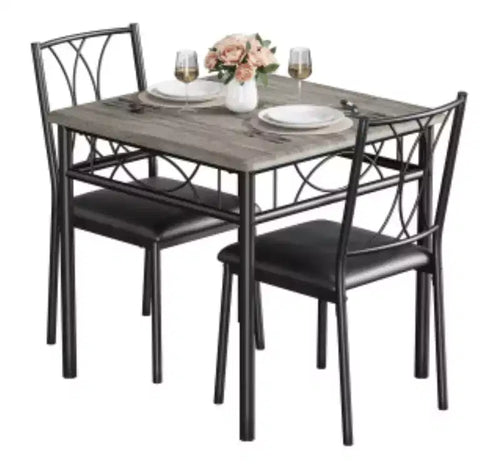1 Table & 2 Chairs MDF & Iron Double C-Shaped Dining Set
