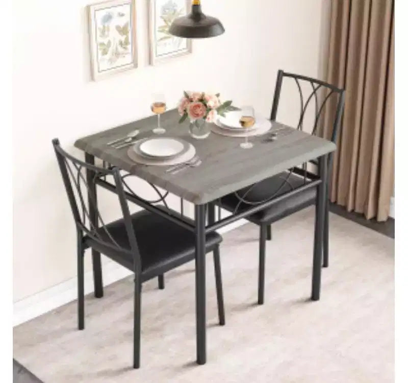 1 Table et 2 Chaises MDF et Fer Double C-forme Ensemble Repas