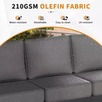 Ensemble d'extérieur 5 pièces UPTIOT : canapé 3 places, 2 chaises, foyer et table basse avec tissu oléfine imperméable pour patio/arrière-cour