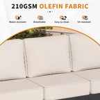 Ensemble d'extérieur 5 pièces UPTIOT : canapé 3 places, 2 chaises, foyer et table basse avec tissu oléfine imperméable pour patio/arrière-cour