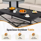 Ensemble d'extérieur 5 pièces UPTIOT : canapé 3 places, 2 chaises, foyer et table basse avec tissu oléfine imperméable pour patio/arrière-cour
