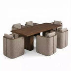 Christopher Knight Home Yao, ensemble de salle à manger moderne 7 pièces avec table rectangulaire et 6 chaises rembourrées en bois d'hévéa