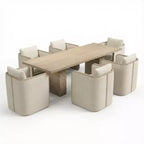 Christopher Knight Home Yao, ensemble de salle à manger moderne 7 pièces avec table rectangulaire et 6 chaises rembourrées en bois d'hévéa