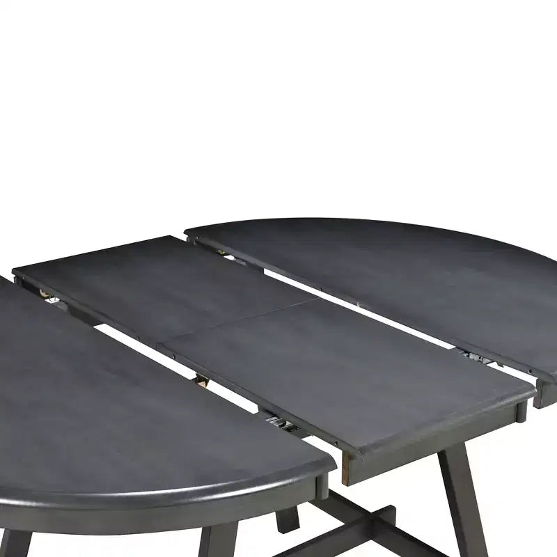 Ensemble table à manger ronde extensible, 5 pièces, table à manger en bois avec 4 chaises, ensemble de salle à manger pour 4 personnes