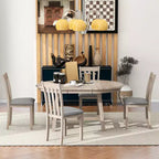 Ensemble table à manger ronde extensible, 5 pièces, table à manger en bois avec 4 chaises, ensemble de salle à manger pour 4 personnes