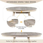 Ensemble table à manger ronde extensible, 5 pièces, table à manger en bois avec 4 chaises, ensemble de salle à manger pour 4 personnes