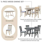 Ensemble table à manger ronde extensible, 5 pièces, table à manger en bois avec 4 chaises, ensemble de salle à manger pour 4 personnes
