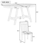 Ensemble table à manger ronde extensible, 5 pièces, table à manger en bois avec 4 chaises, ensemble de salle à manger pour 4 personnes