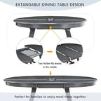 Ensemble table à manger ronde extensible, 5 pièces, table à manger en bois avec 4 chaises, ensemble de salle à manger pour 4 personnes
