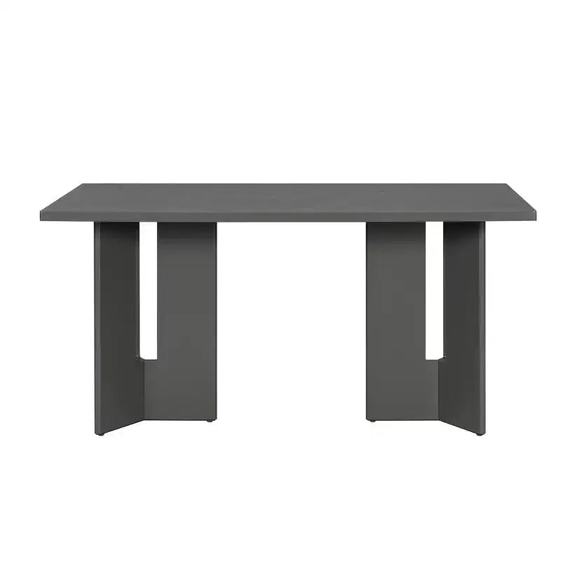 Ensemble de salle à manger Whisen Farmhouse en bois pour 6 personnes avec 6 chaises rembourrées, table de salle à manger rectangulaire de 152 cm avec pieds de table découpés