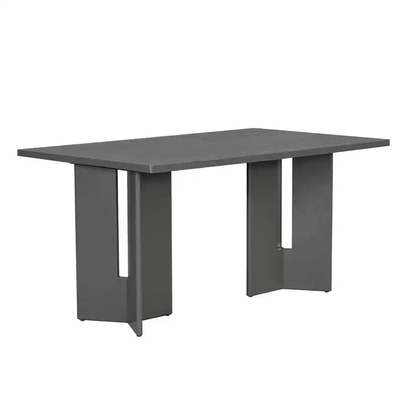 Ensemble de salle à manger Whisen Farmhouse en bois pour 6 personnes avec 6 chaises rembourrées, table de salle à manger rectangulaire de 152 cm avec pieds de table découpés