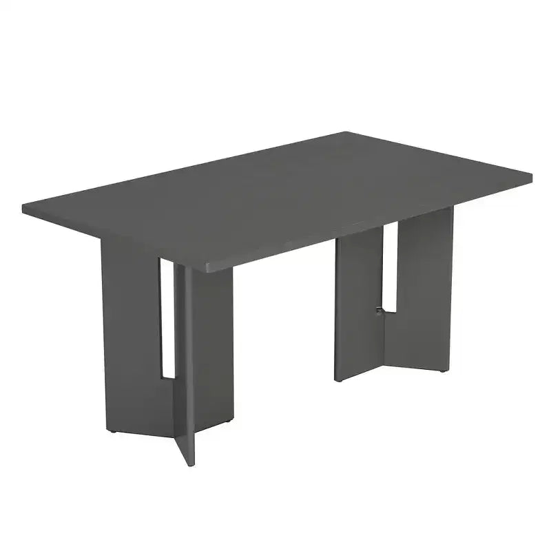 Ensemble de salle à manger Whisen Farmhouse en bois pour 6 personnes avec 6 chaises rembourrées, table de salle à manger rectangulaire de 152 cm avec pieds de table découpés