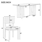 Ensemble de salle à manger Whisen Farmhouse en bois pour 6 personnes avec 6 chaises rembourrées, table de salle à manger rectangulaire de 152 cm avec pieds de table découpés