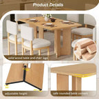 Ensemble de salle à manger Whisen Farmhouse en bois pour 6 personnes avec 6 chaises rembourrées, table de salle à manger rectangulaire de 152 cm avec pieds de table découpés