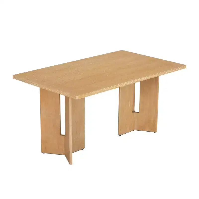 Ensemble de salle à manger Whisen Farmhouse en bois pour 6 personnes avec 6 chaises rembourrées, table de salle à manger rectangulaire de 152 cm avec pieds de table découpés