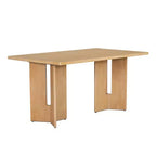 Ensemble de salle à manger Whisen Farmhouse en bois pour 6 personnes avec 6 chaises rembourrées, table de salle à manger rectangulaire de 152 cm avec pieds de table découpés