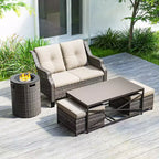 Salon de jardin UPTIOT avec brasero et poufs