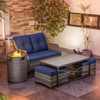 Salon de jardin UPTIOT avec brasero et poufs