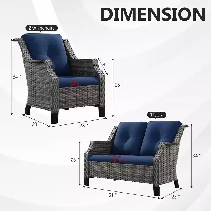 UPTIOT Ensemble d'extérieur 5 pièces avec causeuse, fauteuils et tables d'appoint
