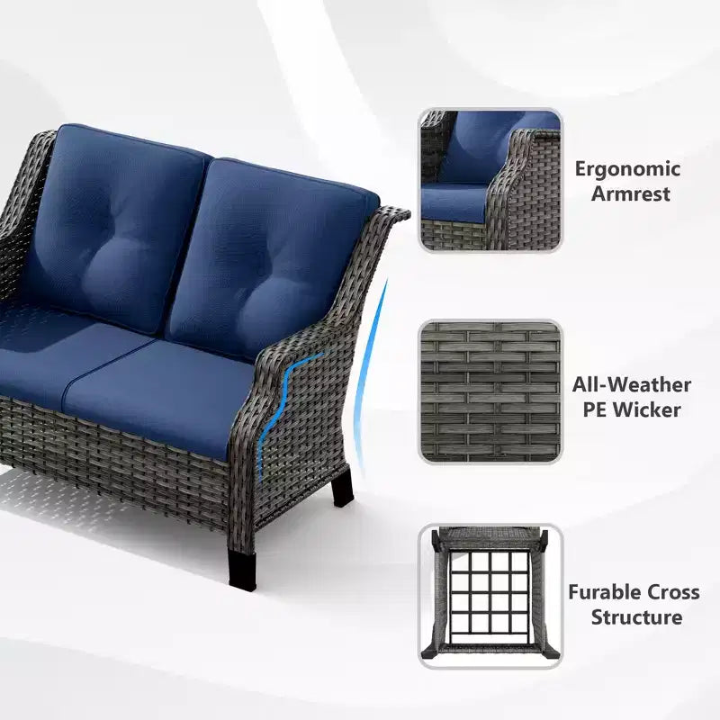 UPTIOT Ensemble d'extérieur 5 pièces avec causeuse, fauteuils et tables d'appoint
