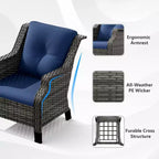 UPTIOT Ensemble d'extérieur 5 pièces avec causeuse, fauteuils et tables d'appoint