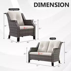 UPTIOT Ensemble d'extérieur 5 pièces avec causeuse, fauteuils et tables d'appoint