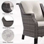 UPTIOT Ensemble d'extérieur 5 pièces avec causeuse, fauteuils et tables d'appoint