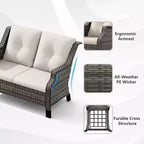 UPTIOT Ensemble d'extérieur 5 pièces avec causeuse, fauteuils et tables d'appoint