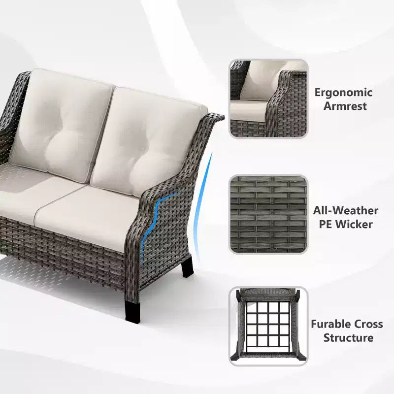 UPTIOT Ensemble d'extérieur 5 pièces avec causeuse, fauteuils et tables d'appoint