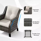 UPTIOT Ensemble d'extérieur 5 pièces avec causeuse, fauteuils et tables d'appoint