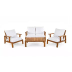Ensemble de canapés de patio Bestier en bois d'acacia pour 4 personnes avec coussins et table basse, mobilier de patio moderne