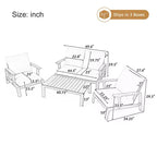 Ensemble de canapés de patio Bestier en bois d'acacia pour 4 personnes avec coussins et table basse, mobilier de patio moderne