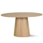 Ensemble Table à Manger Ronde 6 Places, Chaises de Salle à Manger Rembourrées à Dossier Arrondi avec Roulettes, Tissu Mélange Lin, Soutien Dorsal Incurvé - Panipeachy