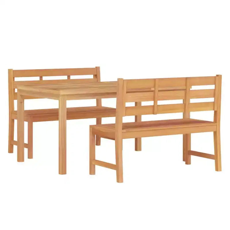 vidaXL Salon de jardin en teck massif finement poncé Bois naturel Standard