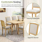 Ensemble de salle à manger extensible 9 pièces pour 6 personnes, table de salle à manger rectangulaire avec rallonge amovible, 6 chaises sans accoudoirs et 2 fauteuils