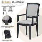 Ensemble de salle à manger extensible 9 pièces pour 6 personnes, table de salle à manger rectangulaire avec rallonge amovible, 6 chaises sans accoudoirs et 2 fauteuils