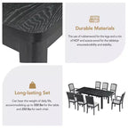 Ensemble de salle à manger extensible 9 pièces pour 6 personnes, table de salle à manger rectangulaire avec rallonge amovible, 6 chaises sans accoudoirs et 2 fauteuils