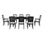Ensemble de salle à manger extensible 9 pièces pour 6 personnes, table de salle à manger rectangulaire avec rallonge amovible, 6 chaises sans accoudoirs et 2 fauteuils