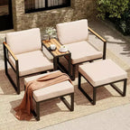 LAUSAINT HOME Ensemble de conversation d'extérieur 5 pièces avec coussins épais 2 poufs et table d'appoint