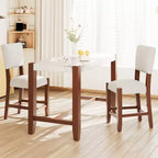 Marble Counter Height Dining Table Set, Bar Table Set with 2/4 Upholstered Chairs for Dining Room Pub Kitchen Small Place, beige brown