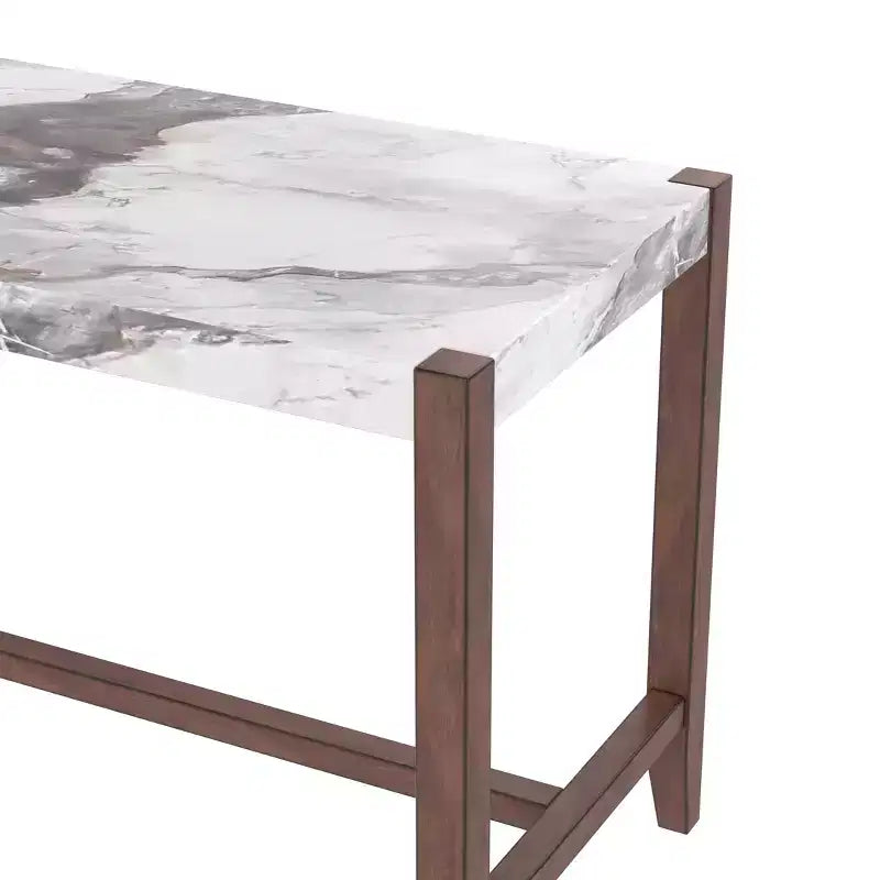 Ensemble de salle à manger avec table haute en marbre, ensemble table de bar avec 2/4 chaises rembourrées pour salle à manger, pub, cuisine, petits espaces, beige marron