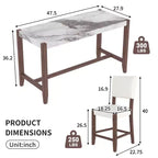 Ensemble de salle à manger avec table haute en marbre, ensemble table de bar avec 2/4 chaises rembourrées pour salle à manger, pub, cuisine, petits espaces, beige marron