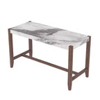 Ensemble de salle à manger avec table haute en marbre, ensemble table de bar avec 2/4 chaises rembourrées pour salle à manger, pub, cuisine, petits espaces, beige marron