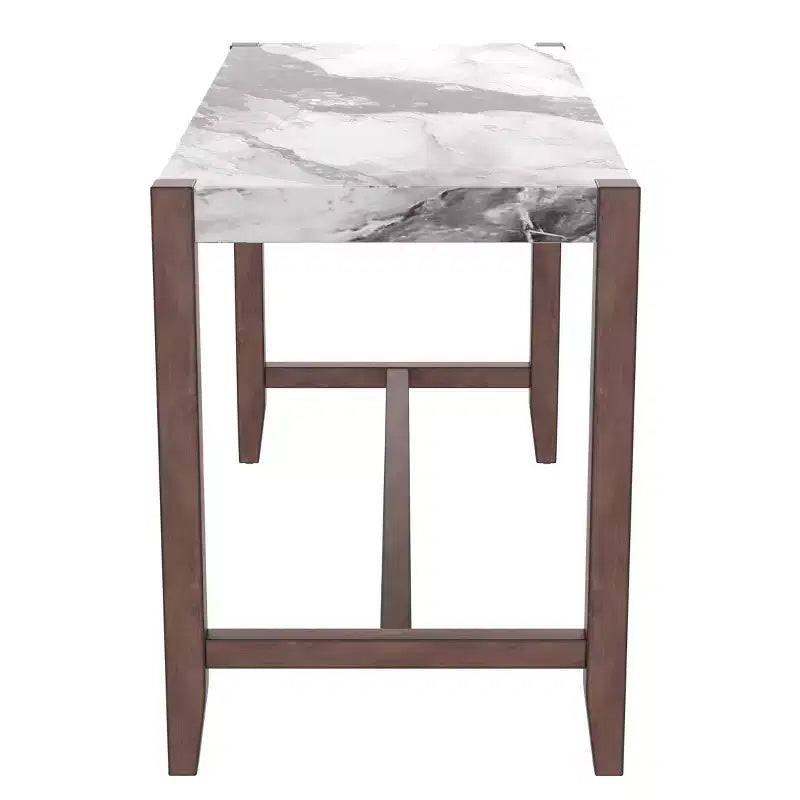 Ensemble de salle à manger avec table haute en marbre, ensemble table de bar avec 2/4 chaises rembourrées pour salle à manger, pub, cuisine, petits espaces, beige marron