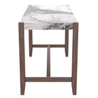 Ensemble de salle à manger avec table haute en marbre, ensemble table de bar avec 2/4 chaises rembourrées pour salle à manger, pub, cuisine, petits espaces, beige marron